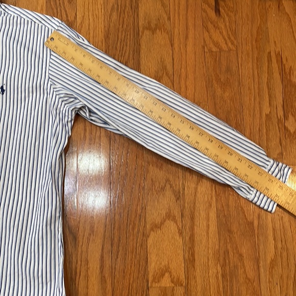 Ralph Lauren Mens Button Down Size Large White Blue Striped Long Sleeve - Picture 6 of 12